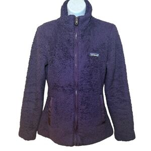 Patagonia Womens XS Los Gatos Jacket Purple Full Zip Deep Pile Casual Outerwear